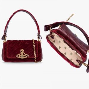 Vivienne Westwood Red Quilted Shoulder Bag with Gold accessories
